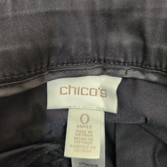 Chico's Pants Womens Size 0 Black Ankle Roll Tab Hem Pockets Stretch Casual - Picture 14 of 16